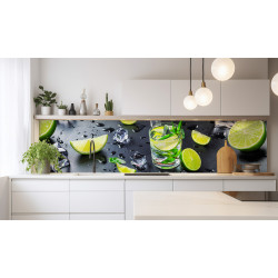 PANEL SZKLANY DO KUCHNI 200x50 cm LIMONKI KOSTKI LODU