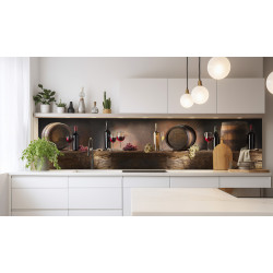 PANEL SZKLANY DO KUCHNI 200x50 cm WINO BECZKI