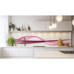 PANEL SZKLANY DO KUCHNI 200x50 cm RÓŻOWA ABSTRAKCJA