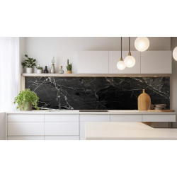 PANEL SZKLANY DO KUCHNI 200x50 cm CZARNY MARMUR