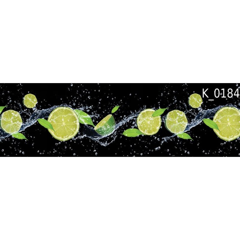 PANEL SZKLANY DO KUCHNI 200x50 cm LIMONKI CZERŃ