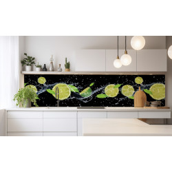 PANEL SZKLANY DO KUCHNI 200x50 cm LIMONKI CZERŃ