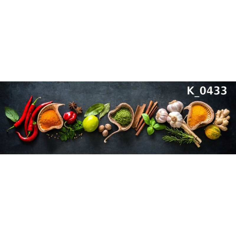 PANEL SZKLANY DO KUCHNI 200x50 cm PRZYPRAWY PAPRYKA