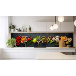 PANEL SZKLANY DO KUCHNI 200x50 cm PRZYPRAWY PAPRYKA