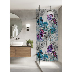 PANEL SZKLANY DO ŁAZIENKI - MALOWANE KWIATY