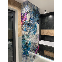 PANEL SZKLANY DO ŁAZIENKI - MALOWANE KWIATY