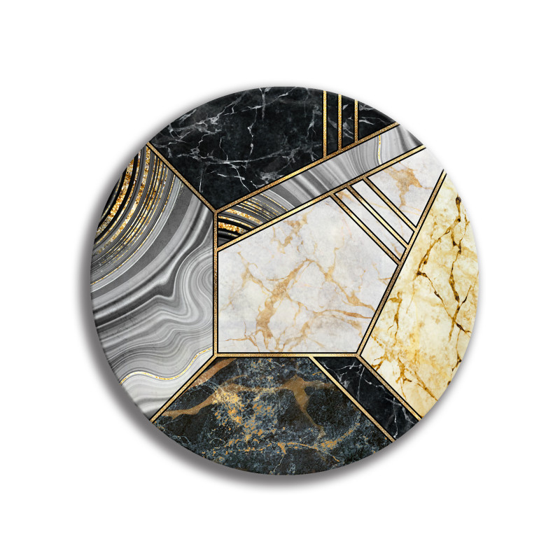 Deska szklana okrągła Marmur Mozaika