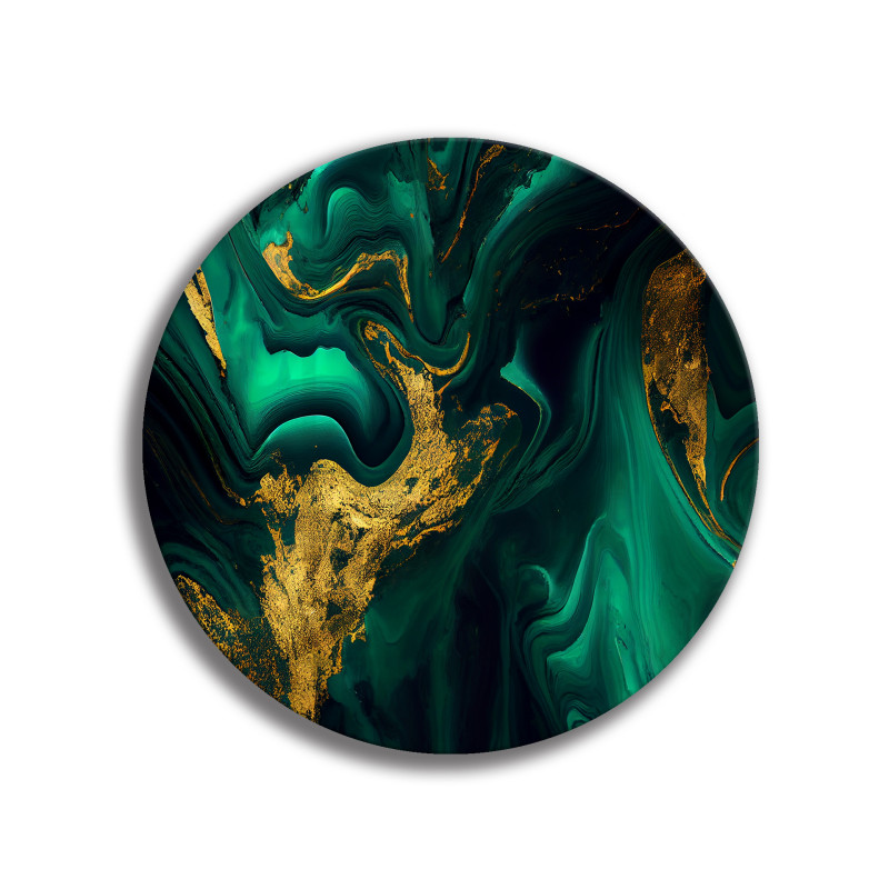 Deska szklana okrągła Marmur Zielono-Złoty