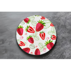 Deska szklana okrągła Truskawki