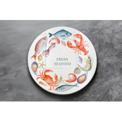 Deska szklana okrągła Owoce Morza