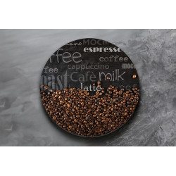 Deska szklana okrągła Kawa Napisy