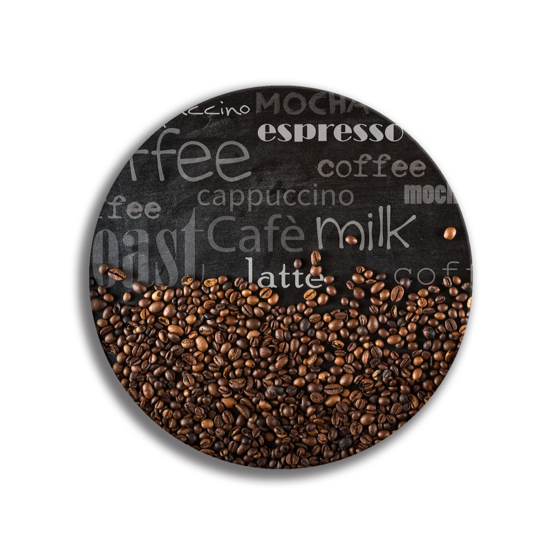 Deska szklana okrągła Kawa Napisy