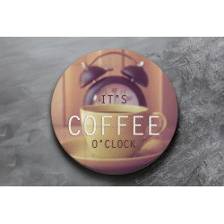 Deska szklana okrągła Czas na Kawę