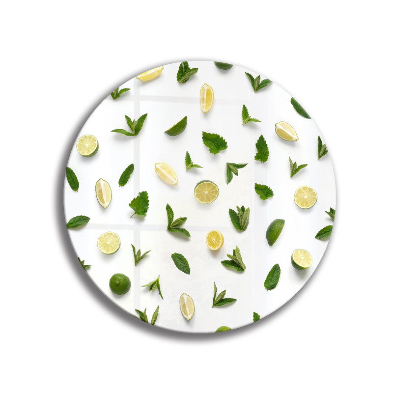 Deska szklana okrągła Limonki Liście