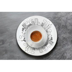 Deska szklana okrągła Kawa na Mieście