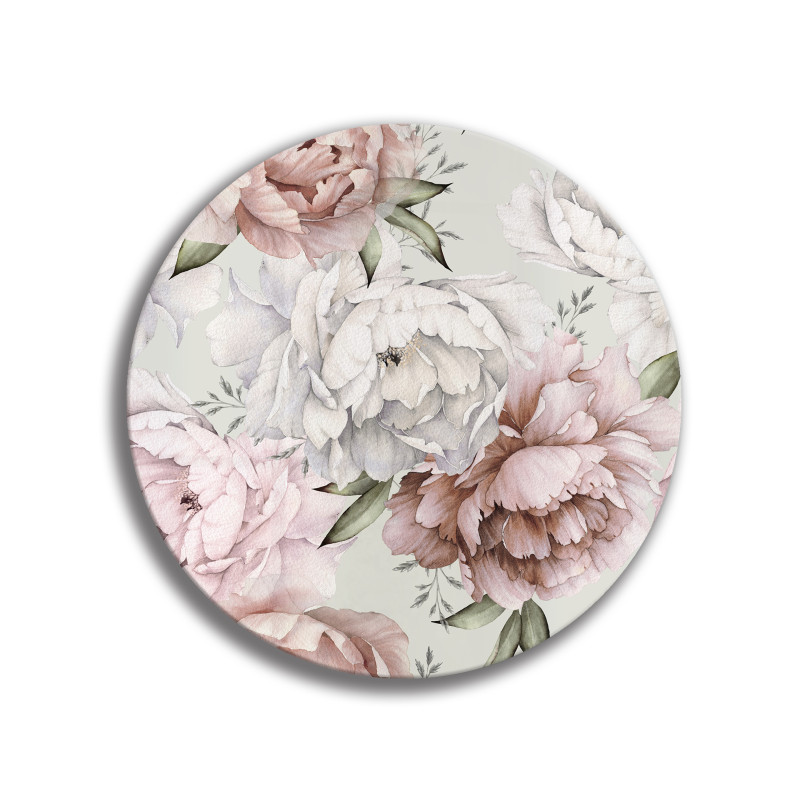 Deska szklana okrągła Piwonie