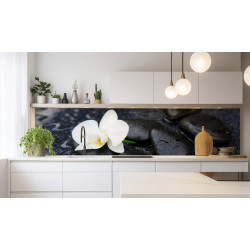 PANEL SZKLANY DO KUCHNI 200x50 cm BIAŁY STORCZYK KAMIENIE