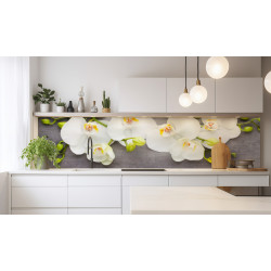 PANEL SZKLANY DO KUCHNI 200x50 cm BIAŁE STORCZYKI