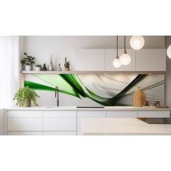 PANEL SZKLANY DO KUCHNI 200x50 cm SZARO-ZIELONA ABSTRAKCJA