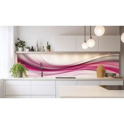 PANEL SZKLANY DO KUCHNI 200x50 cm RÓŻOWO-FIOLETOWA ABSTRAKCJA