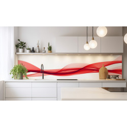 PANEL SZKLANY DO KUCHNI 200x50 cm CZERWONA ABSTRAKCJA