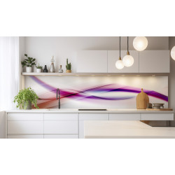 PANEL SZKLANY DO KUCHNI 200x50 cm FIOLETOWA ABSTRAKCJA