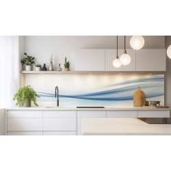 PANEL SZKLANY DO KUCHNI 200x50 cm NIEBIESKA ABSTRAKCJA