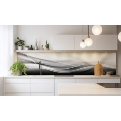 PANEL SZKLANY DO KUCHNI 200x50 cm SZARO-CZARNA ABSTRAKCJA