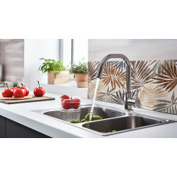 PANEL SZKLANY DO KUCHNI 60x30 cm BRĄZOWE LIŚCIE PALMY