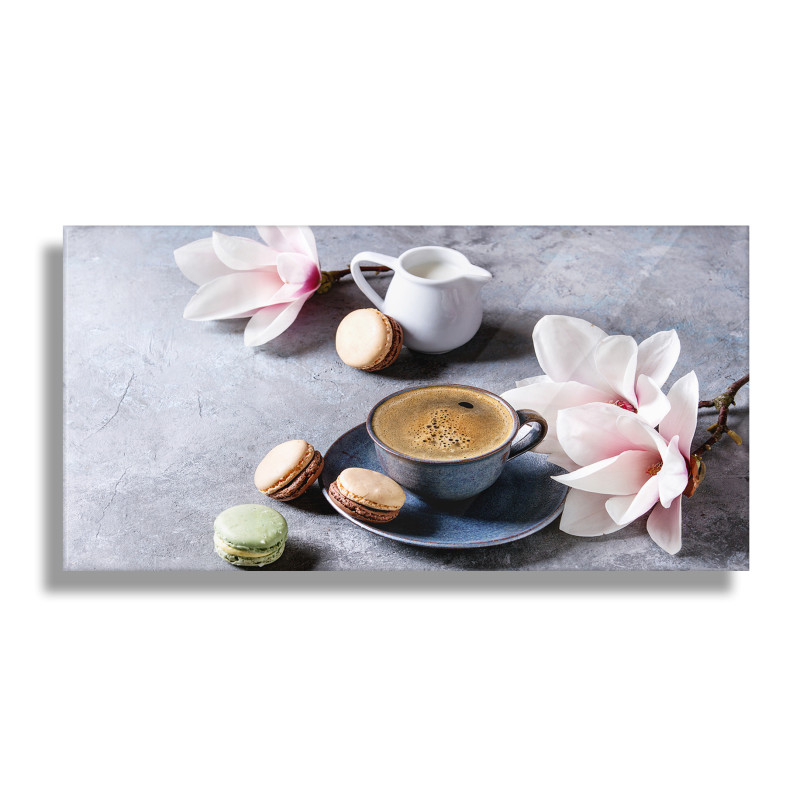 PANEL SZKLANY DO KUCHNI 60x30 cm KAWA MAGNOLIE