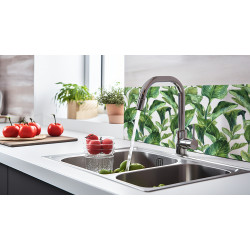 PANEL SZKLANY DO KUCHNI 60x30 cm ZIELONE LIŚCIE