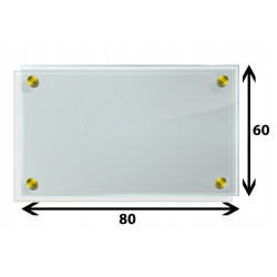 Panel szklany hartowany 80x60 PRZEZROCZYSTY 4mm ZŁOTE PINY
