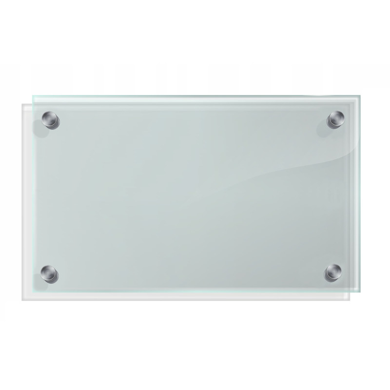 Panel szklany hartowany 70x50 PRZEZROCZYSTY 4mm SREBRNE DYSTANSE