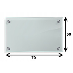 Panel szklany hartowany 70x50 PRZEZROCZYSTY 4mm SREBRNE DYSTANSE