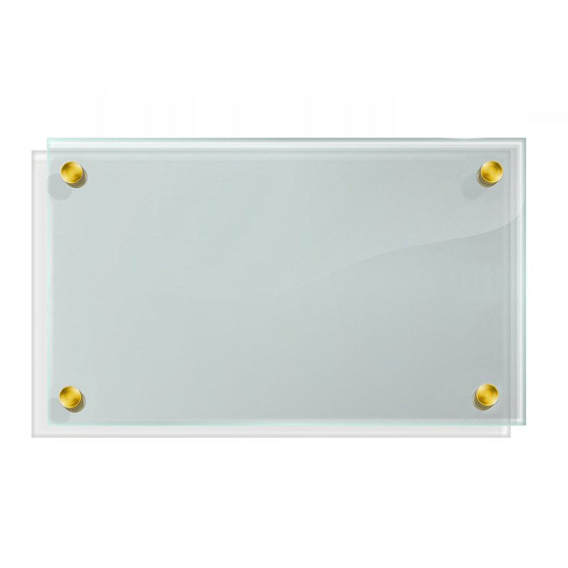 Panel szklany hartowany 70x50 PRZEZROCZYSTY 4mm ZŁOTE DYSTANSE