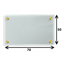 Panel szklany hartowany 70x50 PRZEZROCZYSTY 4mm ZŁOTE DYSTANSE