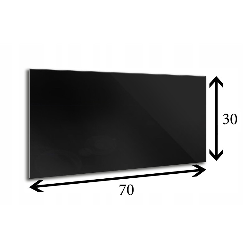 Panel szklany hartowany CZARNY 70x30 cm 6mm