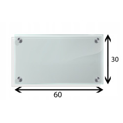 Panel szklany hartowany 60x30 PRZEZROCZYSTY 4mm SREBRNE PINY