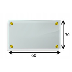 Panel szklany hartowany 60x30 PRZEZROCZYSTY 4mm ZŁOTE PINY