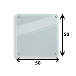 Panel szklany hartowany 50x50 PRZEZROCZYSTY 6mm SREBRNE PINY