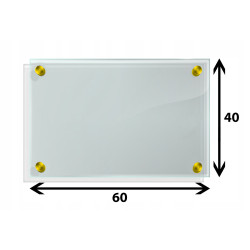 Panel szklany hartowany 60x40 PRZEZROCZYSTY 4mm ZŁOTE DYSTANSE