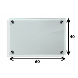 Panel szklany hartowany 60x40 PRZEZROCZYSTY 4mm CZARNE DYSTANSE