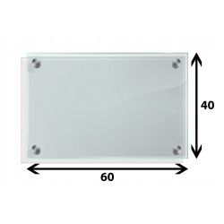 Panel szklany hartowany 60X40 PRZEZROCZYSTY 4mm SREBRNE PINY