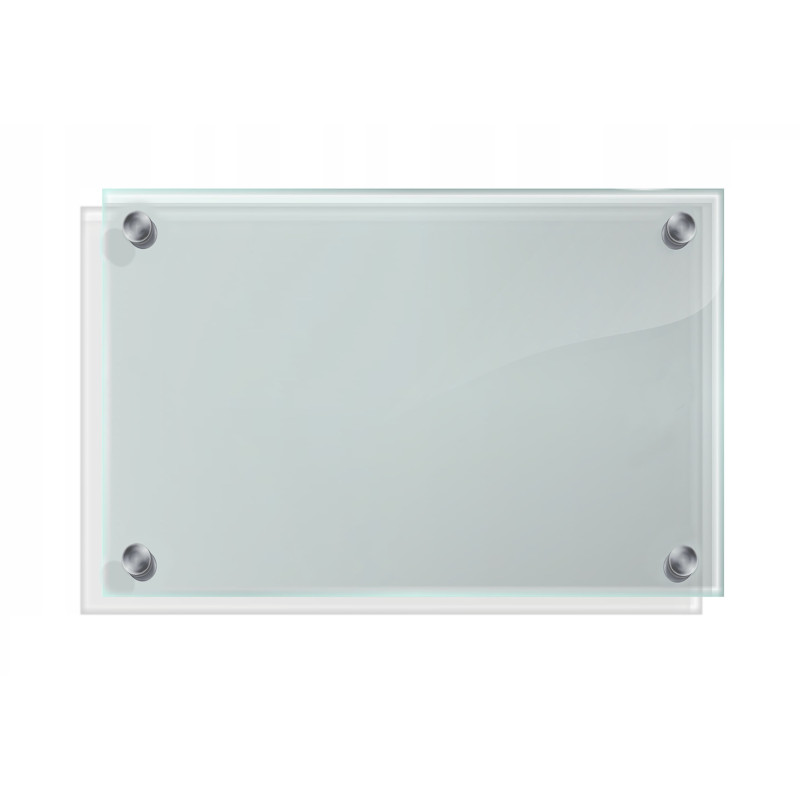 Panel szklany hartowany 60X40 PRZEZROCZYSTY 6mm SREBRNE PINY