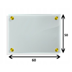 Panel szklany hartowany 60x50 PRZEZROCZYSTY 4mm ZŁOTE DYSTANSE