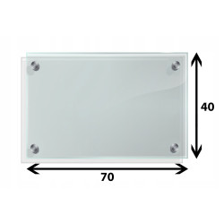 Panel szklany hartowany 70x40 PRZEZROCZYSTY 6mm SREBRNE PINY