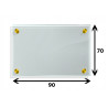Panel szklany hartowany 90x70 PRZEZROCZYSTY 6mm ZŁOTE DYSTANSE