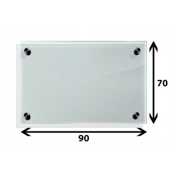 Panel szklany hartowany 90x70 PRZEZROCZYSTY 6mm CZARNE DYSTANSE