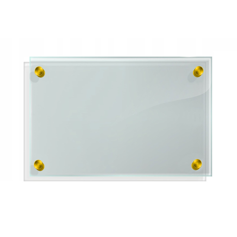 Panel szklany hartowany 90x70 PRZEZROCZYSTY 6mm ZŁOTE PINY