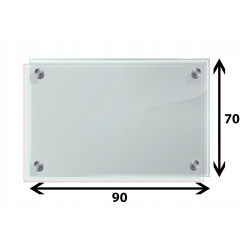 Panel szklany hartowany 90x70 PRZEZROCZYSTY 4mm SREBRNE DYSTANSE
